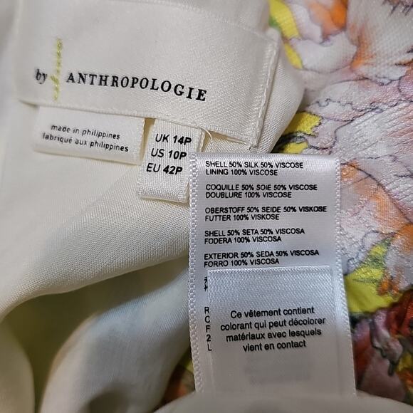 Anthropologie NWOT Sparrow Silk Blend Yellow Floral Midi Dress 10P - Picture 13 of 13
